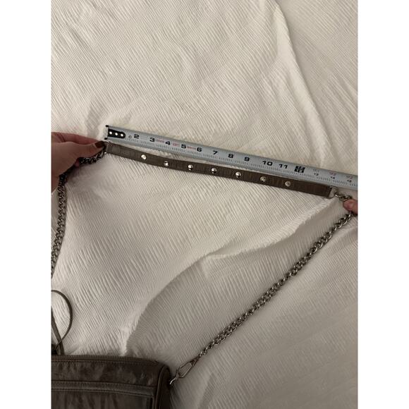 Rebecca Minkoff Mini MAC Leather Crossbody Bag Taupe Silver Hardware - Picture 13 of 14